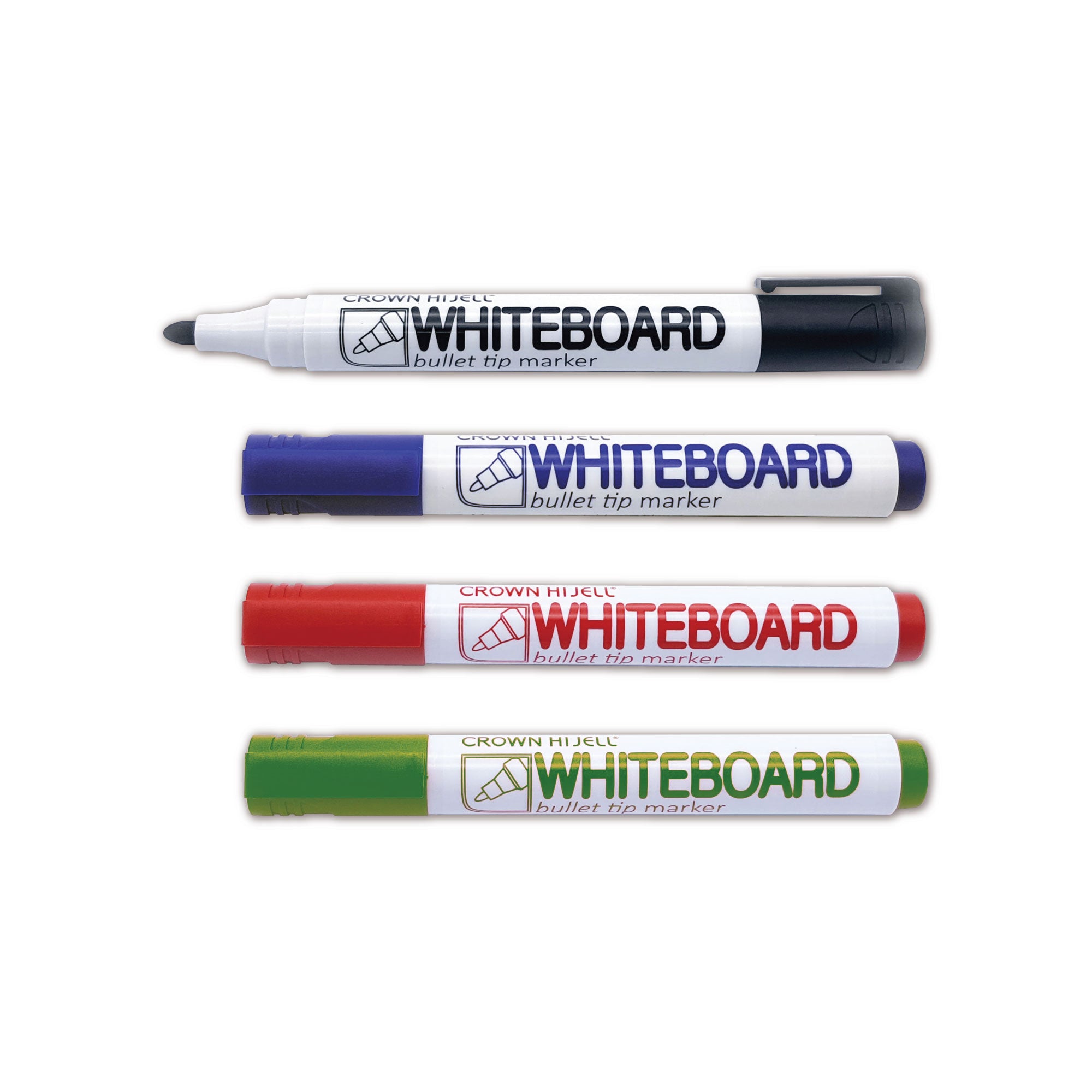 Crown Whiteboard Markers L –Bullet Tip, Quick-Dry, Non-Toxic, 12