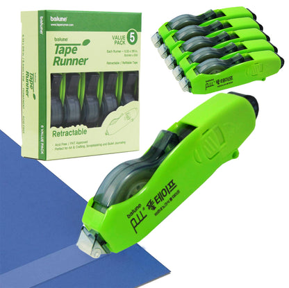 [Balune] Tape Runner Green, Rectractable, 8m, 5 Count