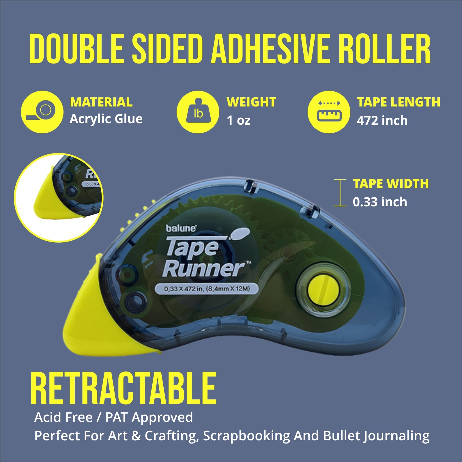 [Balune] Tape Runner Yellow, 12m, 5 Count