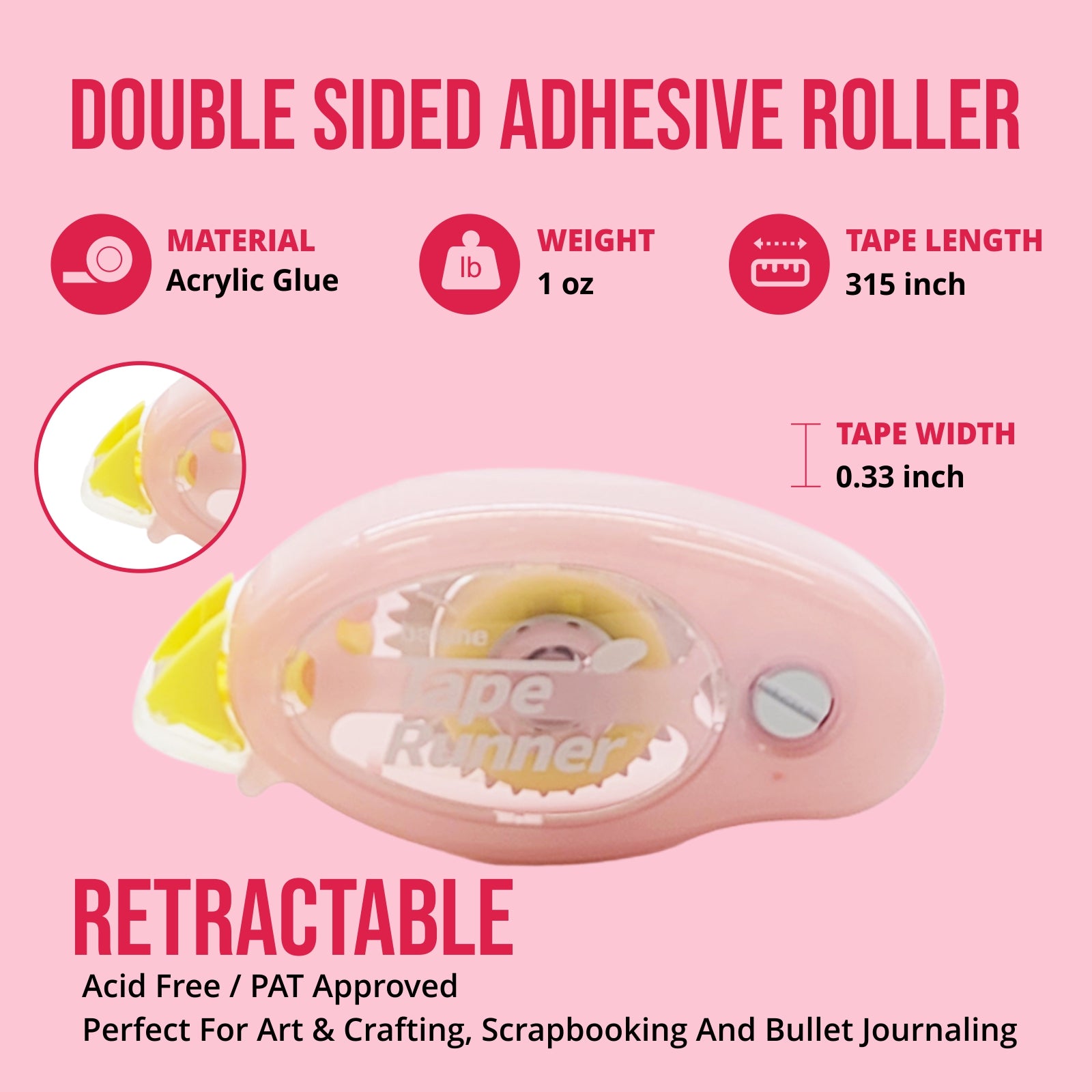 [Balune] Tape Runner Pink, 8m, 5 Count
