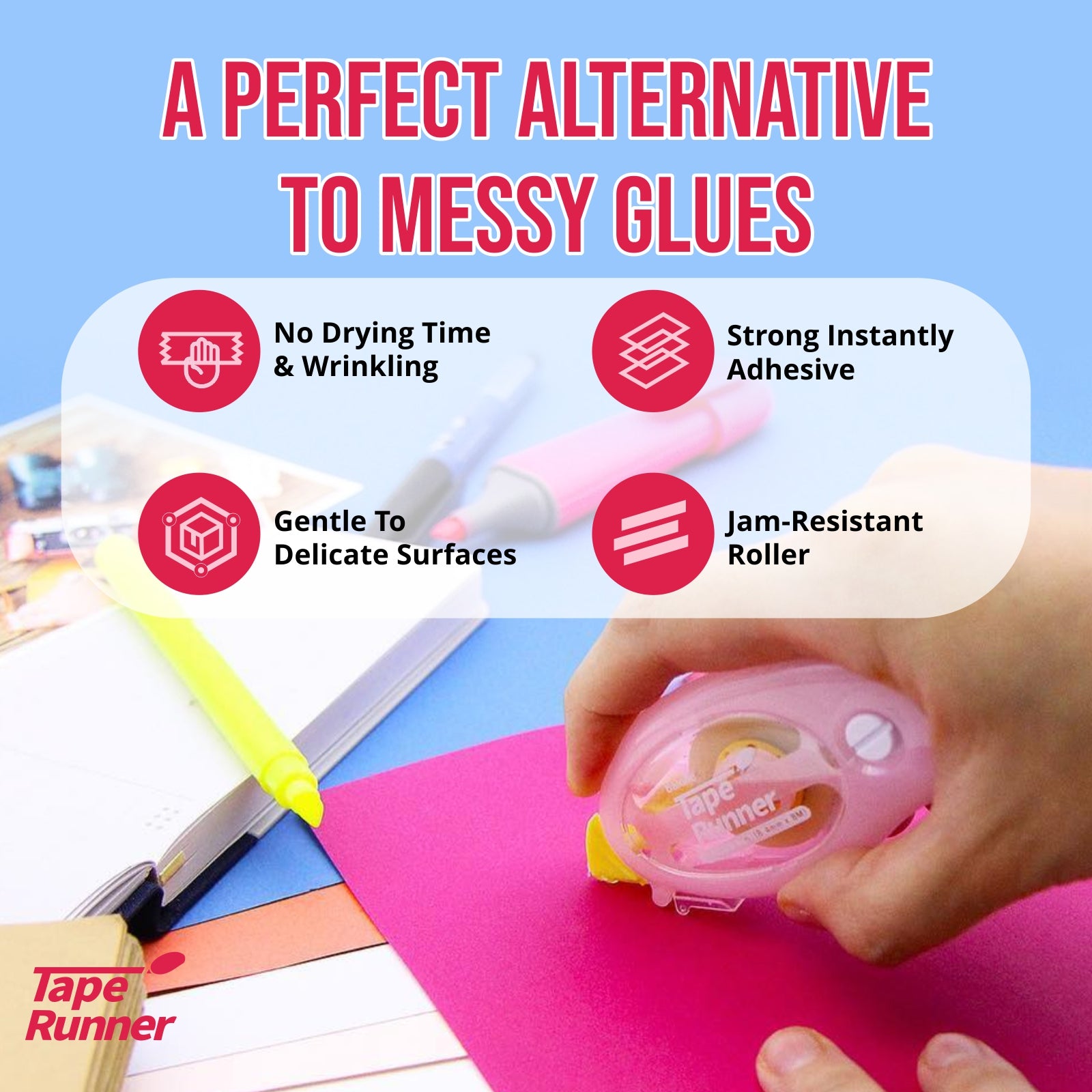 [Balune] Tape Runner Pink, 8m, 5 Count