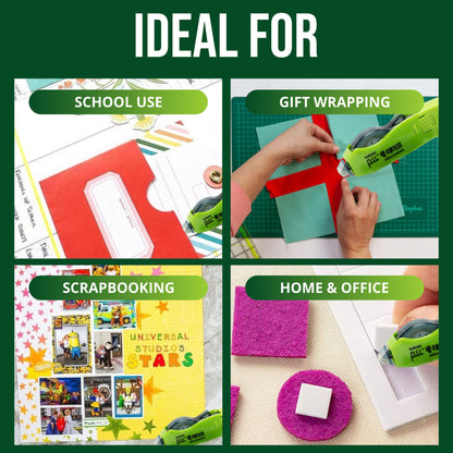 [Balune] Tape Runner Green, Rectractable, 8m, 2 Dispensers & 8 Refills