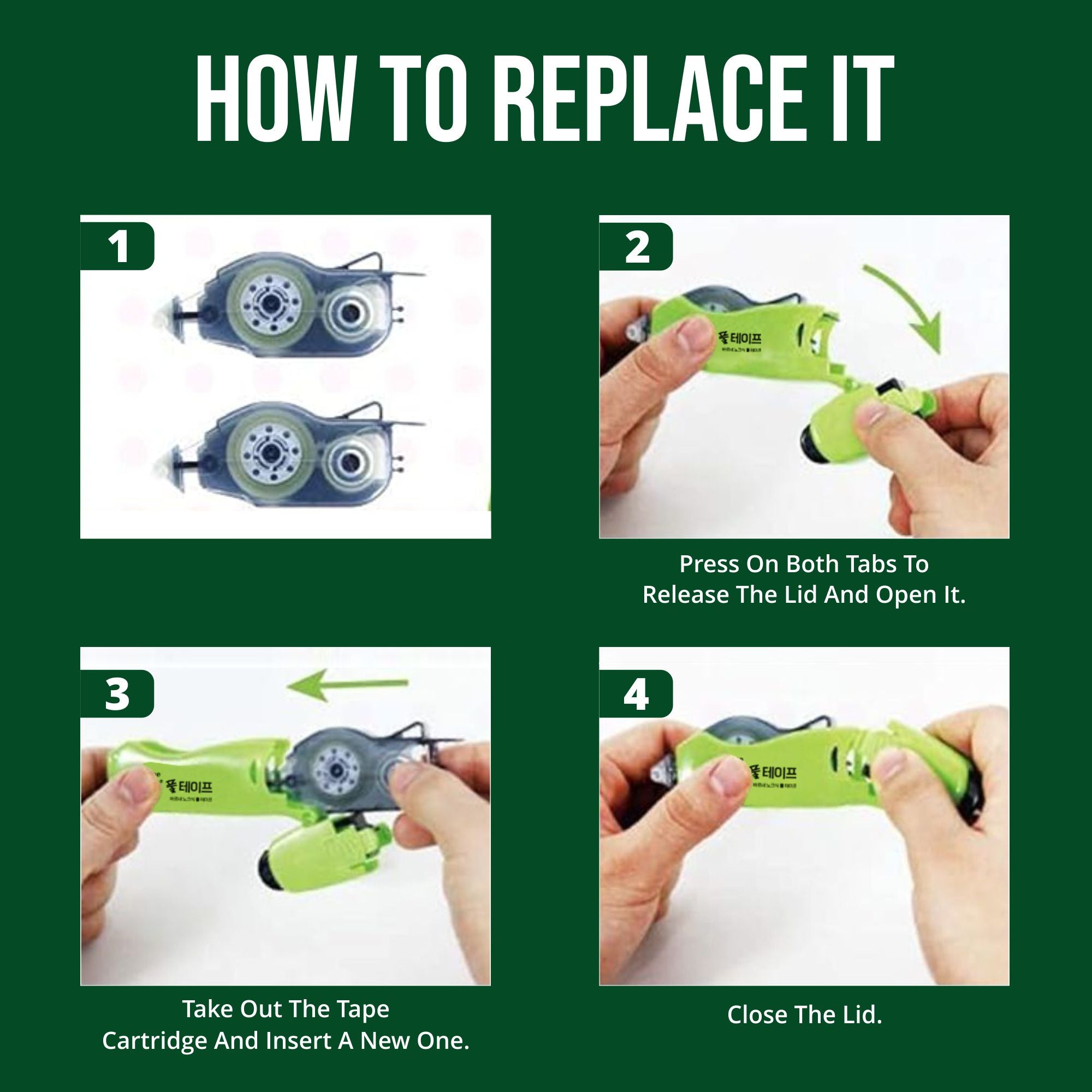 [Balune] Tape Runner Green, Rectractable, 8m, 5 Count