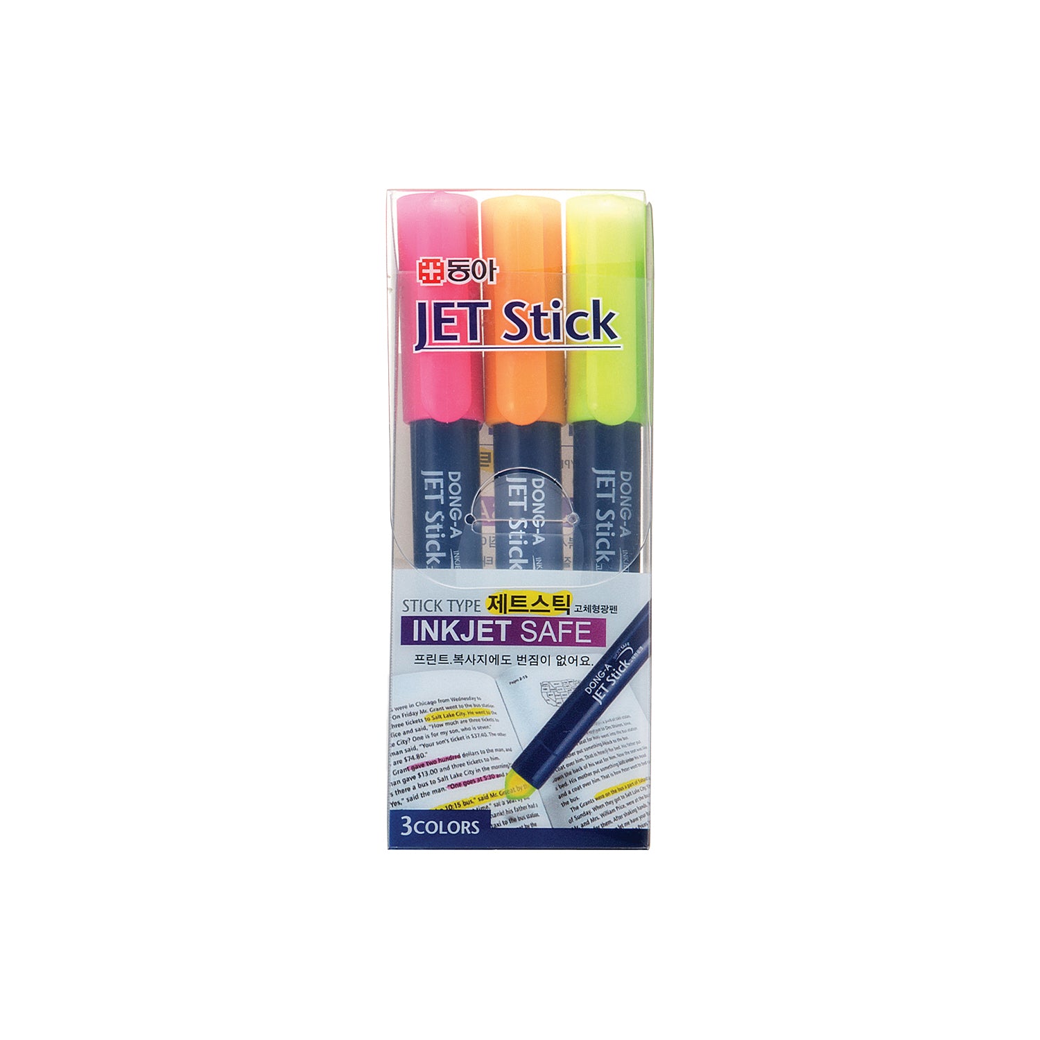 [Dong-A] Jet Stick Oval Highlighter Crayon Markers, 3 Colors