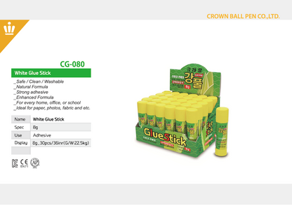 [Crown] Glue Stick 8g, 30 Count