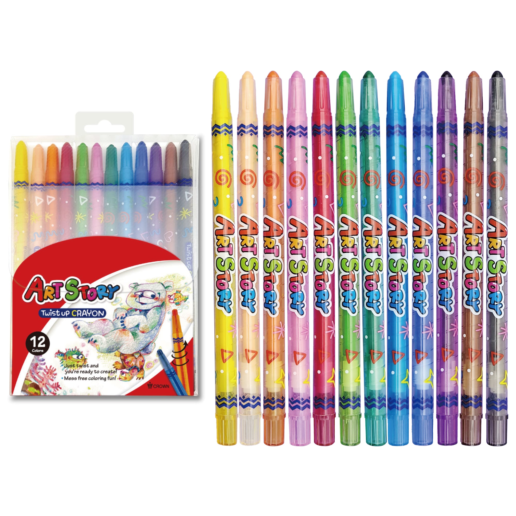 [Crown] Twist Up Crayons, 12 Colors