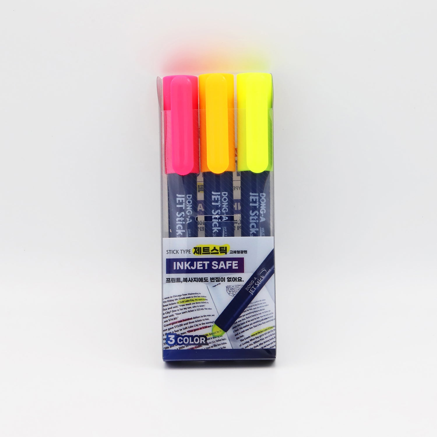 [Dong-A] Jet Stick Oval Highlighter Crayon Markers, 3 Colors