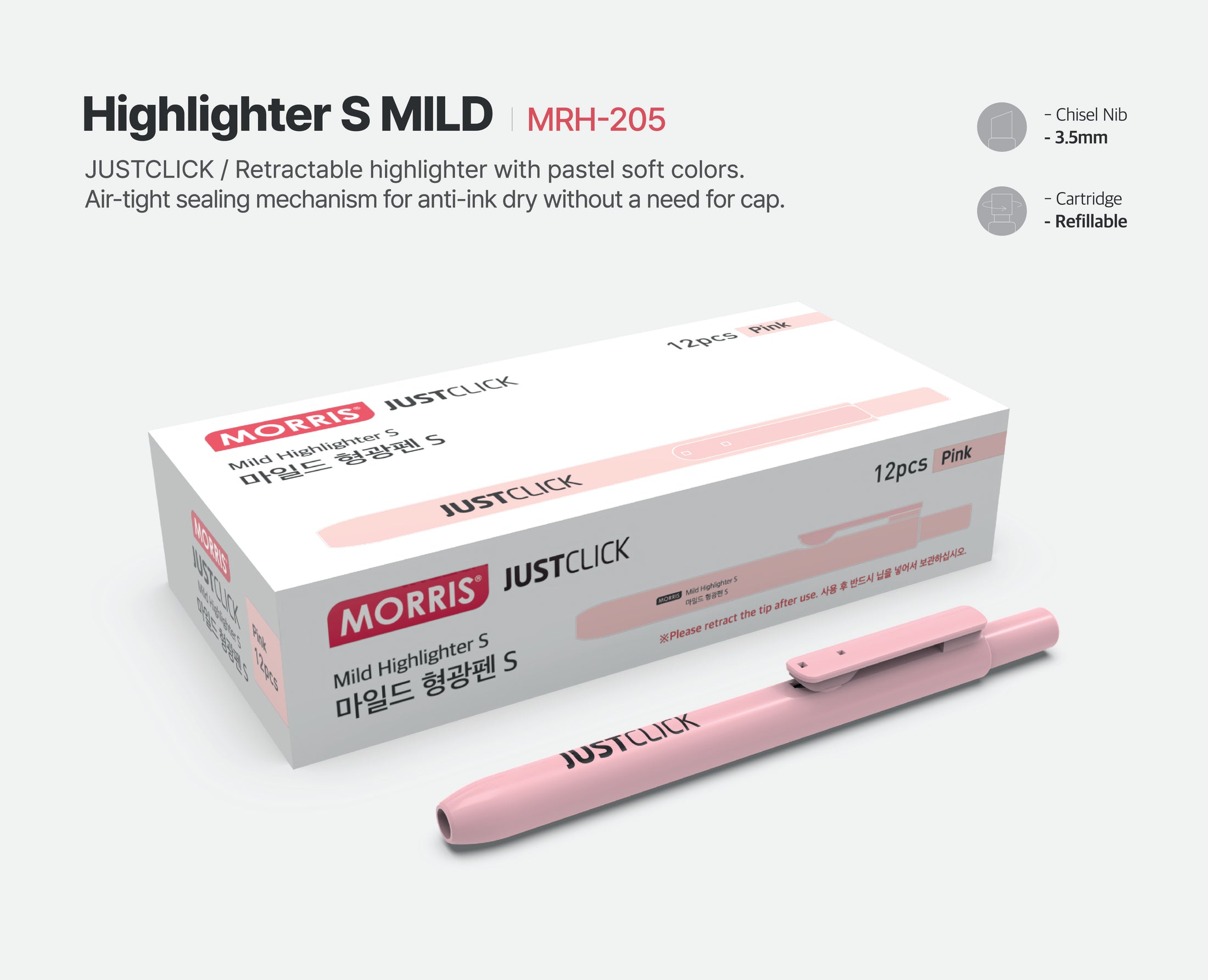 [Morris] Just Click Highlighters S. Mild, 12 Count