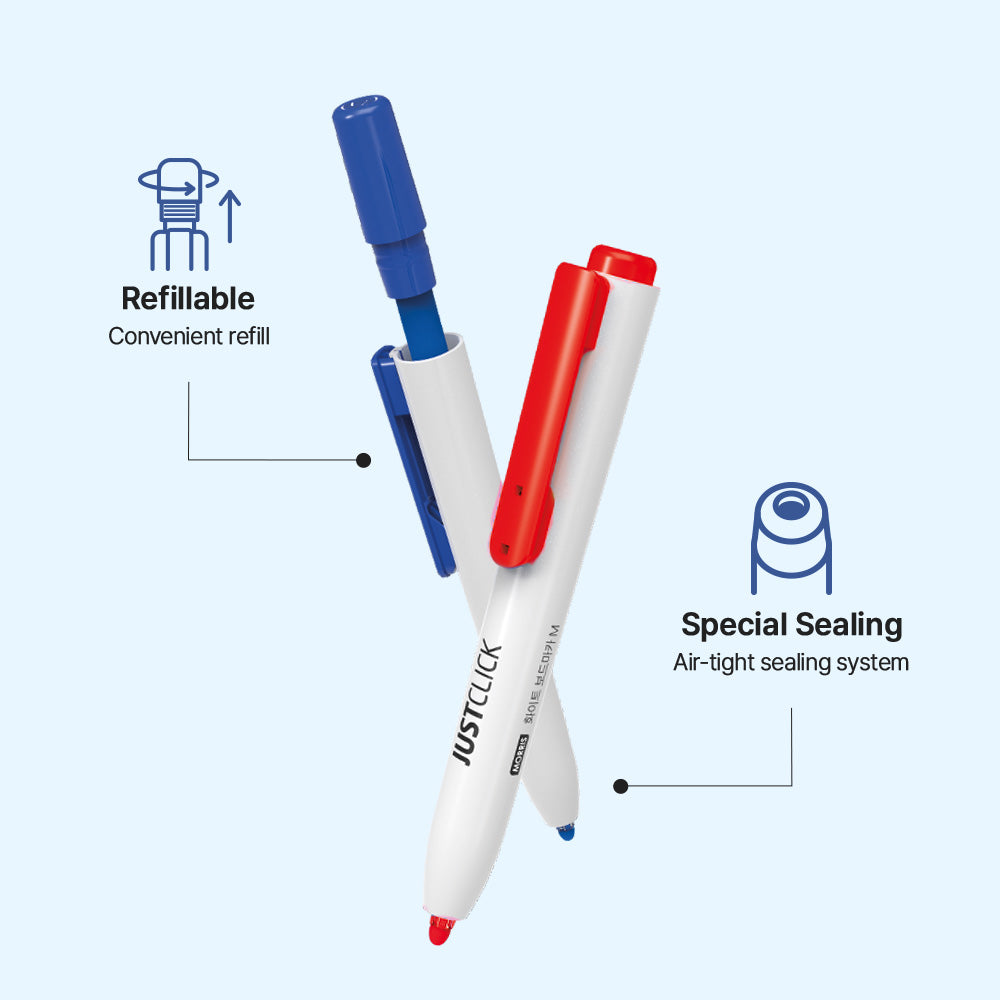 Morris Just Click Whiteboard Markers M – 2.0mm, Retractable, 12